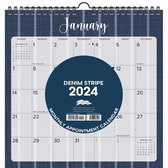Denim Stripe 2024 12 X 12 Spiral Wall Calendar