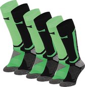 Xtreme Snowboard Sokken - Multi Green - Maat 35/38 - 6 paar Snowboardsokken - Verstevigde Hiel, Kuit en Scheenbeen - Extra Ventilerend - Naadloze teen