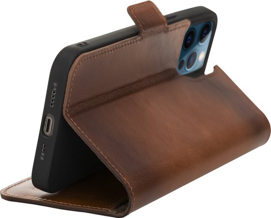 Bouletta iPhone 15 Pro Max Bouletta BookCase en cuir - Cognac Brûlé