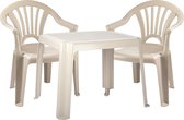 Forte Plastics Kinderstoelen 4x met tafeltje set - buiten/binnen - beige - kunststof - tuin meubels