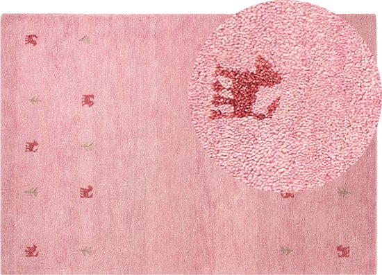 YULAFI - Modern vloerkleed - Roze - 160 x 230 cm - Wol