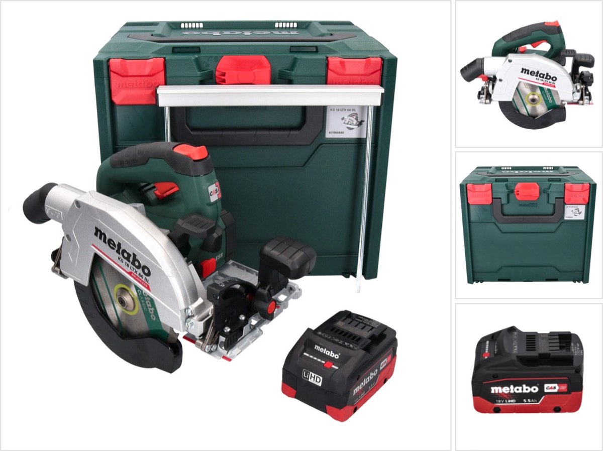 Metabo KS 18 LTX 66 BL Accucirkelzaag 18 V 165 mm + 1x accu 5,5 Ah + metaBOX - zonder lader