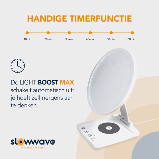 Slowwave Light Boost Max - Ervaar de beste daglichtlamp - Boost je slaap, stemming en energie - Voorkom de winterdepressie - Optimaal effect (10.000 lux) - Bouw lichtintensiteit geleidelijk op - Verschillende kleurtemperaturen - Kantelfunctie - Slowwave