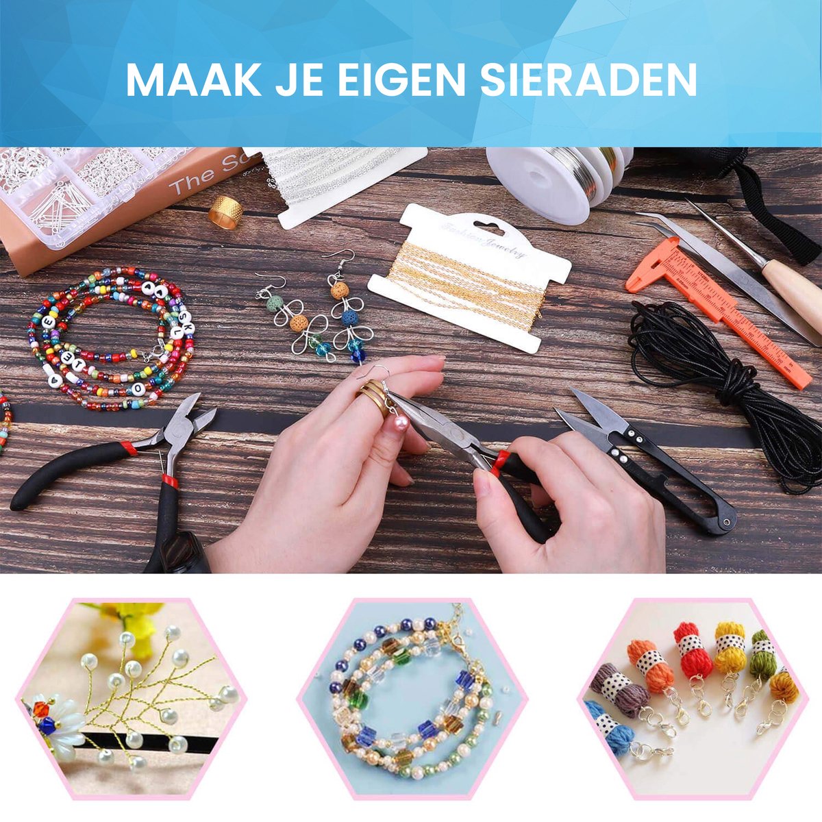 YONO Sieraden Maken Pakket - Oorbellen - Ketting - Armbandjes - Starterspakket Volwassenen - Set — afbeelding 6