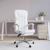The Living Store Chaise de bureau - Dossier et repose-pieds réglables - Cuir artificiel durable - Wit - 63x56x112,5-122 cm - The Living Store