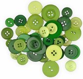 Groene Knopen Mix 30 g - Assortiment van Afmetingen en Kleuren - Perfect voor Handwerken, Naaien en Scrapbooking