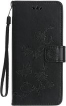 Shop4 - Geschikt voor iPhone 12 Hoesje - Wallet Case Vlinder Patroon Zwart