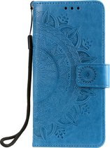 Shop4 - Geschikt voor Samsung Galaxy A22 4G Hoesje - Wallet Case met Pasjeshouder Mandala Patroon Blauw
