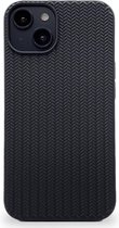 REBUS hoesje voor iPhone 13 / 14, (Knitted) [Siliconen], Randbeschermende, slanke harde hoes met een charmant gebreid ontwerp. (Black)