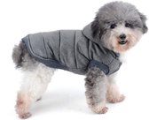 Hondenwinterjas voor kleine honden, zacht fleece, winterjassen, capuchontrui, winddicht, puppyjas, vest, chihuahua, hondenkleding, katten, kleding voor koud weer, grijs, L