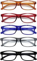 XYZ Eyewear Set van 5 Leesbrillen +1.50 - Dames - Heren - Leesbrillen - Trendy - Lees bril - Leesbril met sterkte - Voordeel - Met sterkte +1.50