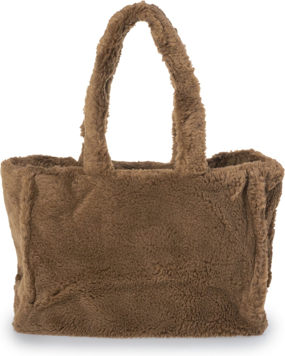Yucka - Teddy shopper tas - Tote bag - Schoudertas - Draagtas - Handtassen dames - Met druksluiting - Bruin