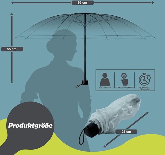 Parapluie transparent, parapluie bâton blanc Ø 100-130 cm; Parapluie élégant en transparent - le point fort de la mode