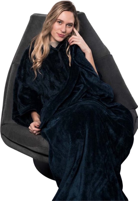 Belieff Fleece Deken XL – Handzak - Geïsoleerde Voetenzak - Dikke Deken - Grote Deken - Fleece Plaid – Warmtedeken – Bovendeken - Blauw