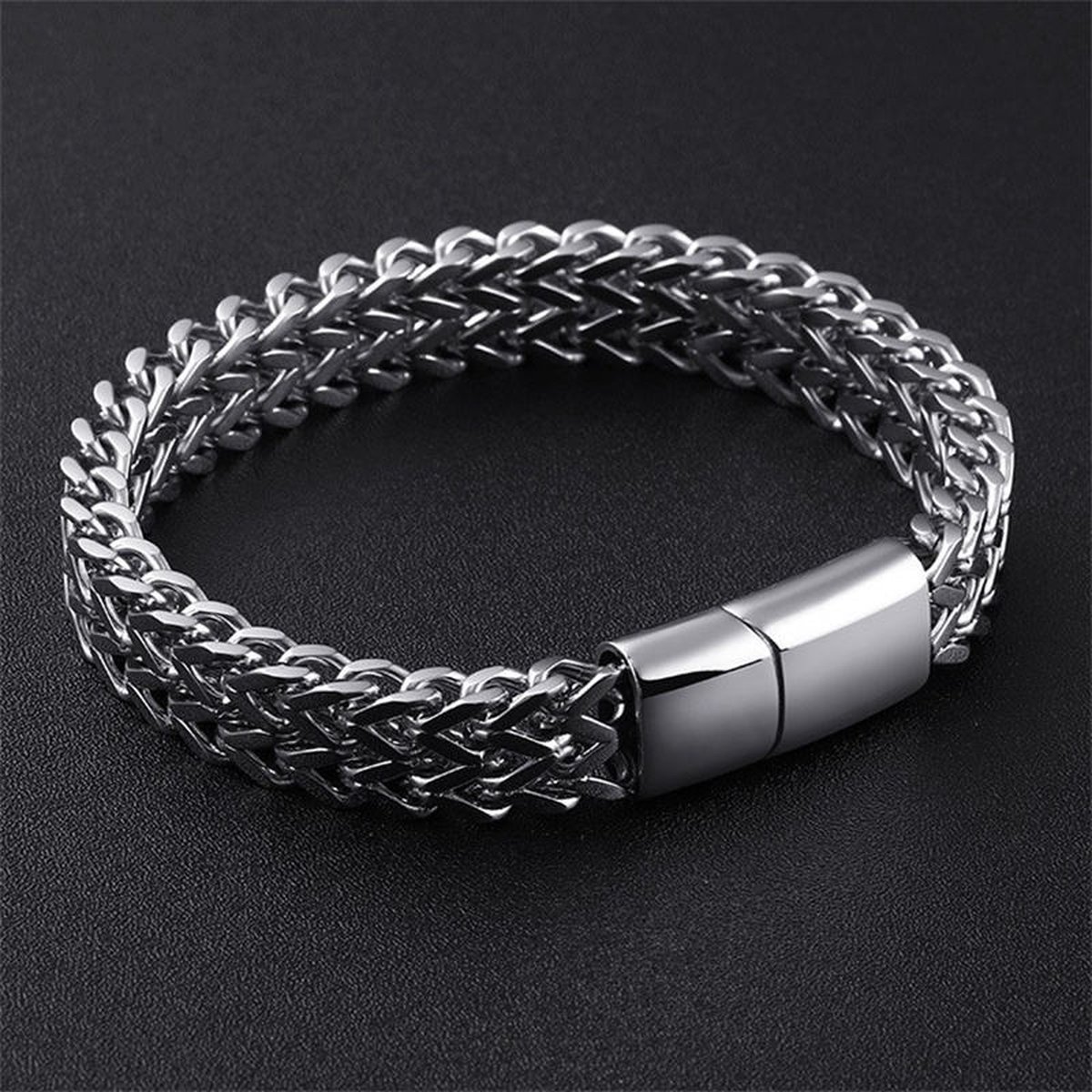Donley - Armband voor mannen - Woven bracelet - Braided bracelet - cubaanse armband - heren sierraad - schakelarmband - schakelarmband heren - 19 cm - zilveren armband - ketting armband - chain - zilveren armband - armband zilver - silver wristband