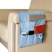 Armsteun organizer voor bank, stoel, bed, opbergtas, tv, afstandsbedieninghouder, ruimtebesparende opbergtas voor mobiele telefoon, iPad, boek, tijdschriften, potlood, blauw