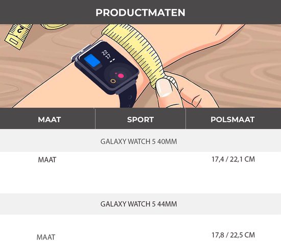 Strap-it Samsung Galaxy Watch 5 - Bracelet sport 40mm (blanc) - Bracelet silicone Galaxy Watch 5 40 mm - Incl. protection d'écran protecteur d'écran - Protecteur d'étui de protection d'étui - Étui rigide transparent à couverture complète