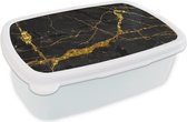 Boîte à pain Wit - Lunch box - Boîte à pain - Goud - Or - Zwart - Aspect marbre - Luxe - Glitter - 18x12x6 cm - Adultes