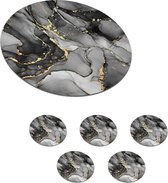 Onderzetters voor glazen - Rond - Marmer - Zwart - Goud - Grijs - 10x10 cm - Glasonderzetters - 6 stuks