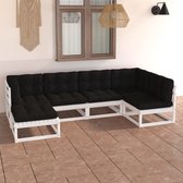 The Living Store Tuinset Grenenhout - 70x70x67 cm - wit/antraciet