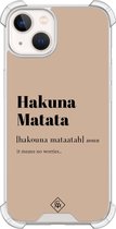 Casimoda® hoesje - Geschikt voor iPhone 13 - Hakuna Matata - Shockproof case - Extra sterk - Siliconen/TPU - Bruin/beige, Transparant