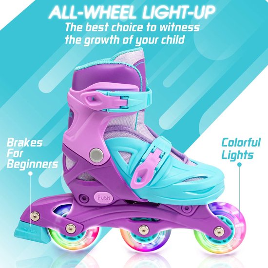 Suotu Inline Skates - Maat 34-37 - lichtgevende wielen - Blauw - Suotu