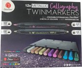 Deco time - Kalligrafie Twinmarkers - Metallic - Stiften - 12 stuks