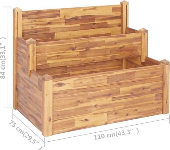 The Living Store Jardinière en bois - 110 x 75 x 84 cm - bois d'acacia massif