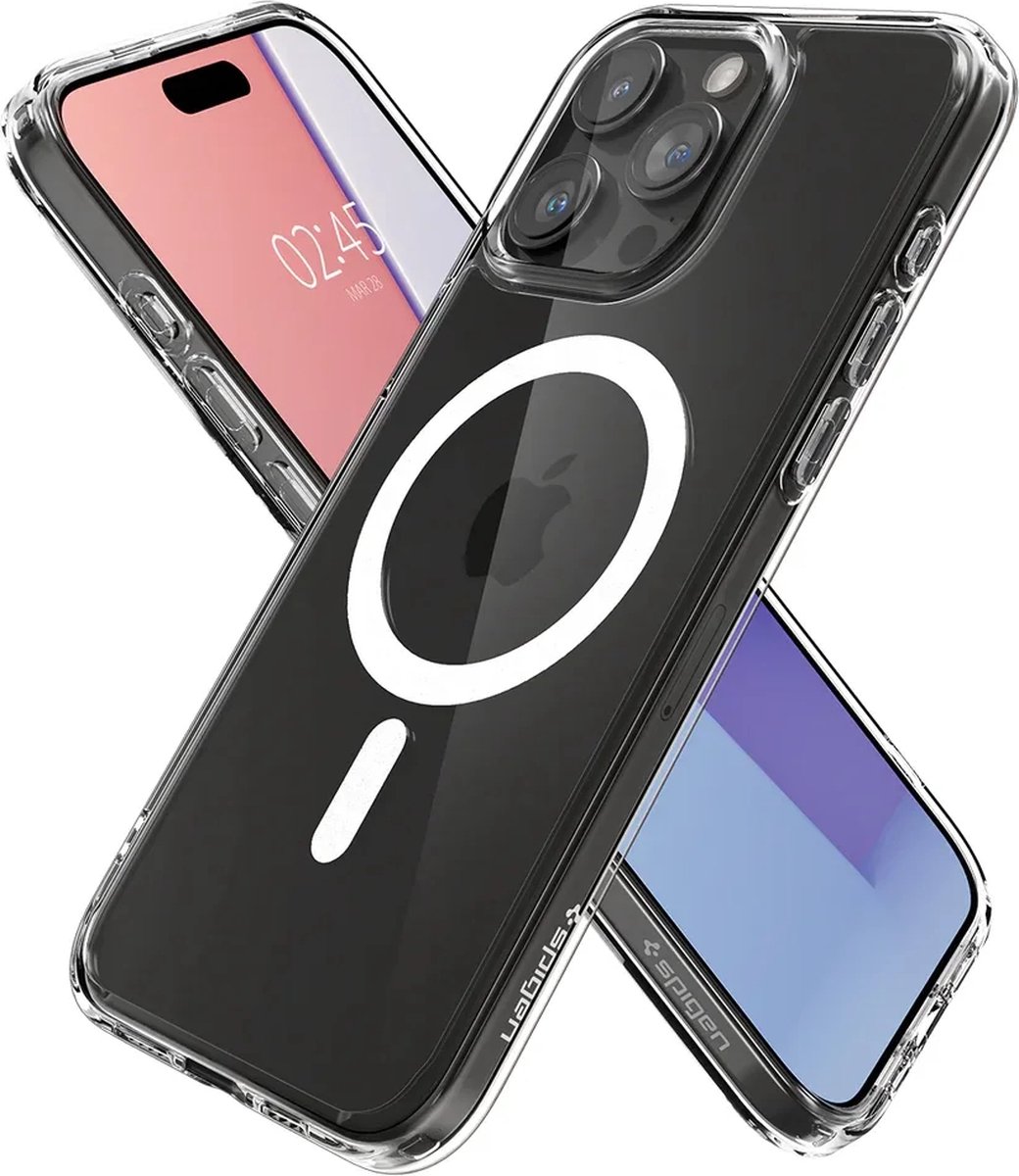 Geschikt voor Spigen Apple iPhone 15 Pro Ultra Hybrid Geschikt voor Mag Hoesje - Wit