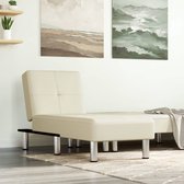 The Living Store Chaise Longue - Verstelbaar - Kunstleer - 55 x 140 x 70 cm - Crème