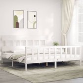 The Living Store Bedframe - Massief Grenenhout - 205.5 x 185.5 x 81 cm - Wit