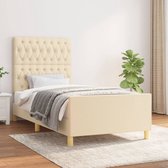 The Living Store Bedframe - Bedframe - 203x103x118/128 cm - Crème