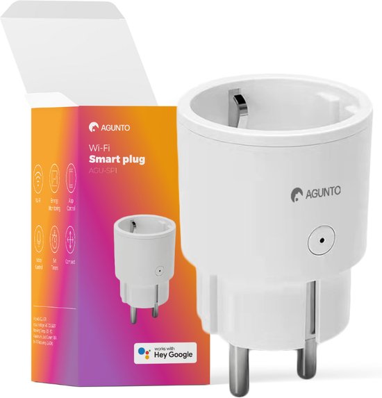 Agunto AGU-SP1 Slimme Stekker Stuks - Smart Plug - Tijdschakelaar - Energiemeter - Google Home