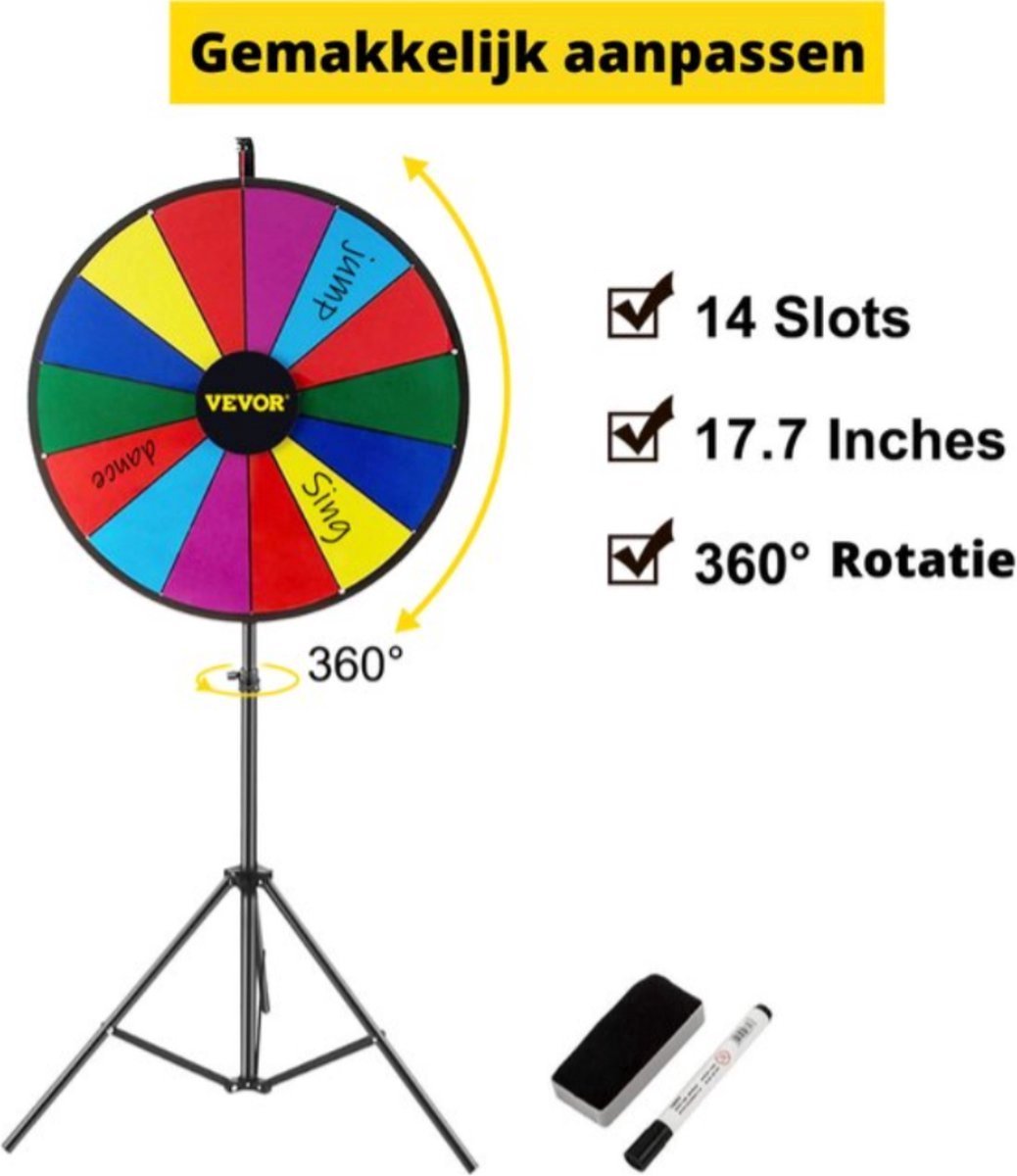 DREAMADE Roue de Fortune 30CM avec 10 Emplacements, Roue de Prix avec