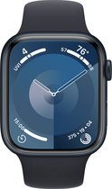 Apple Watch Series 9 - GPS + Cellular - 45 mm - Boîtier en acier inoxydable argenté avec bracelet Sport Blue Storm - S/M