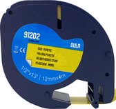 DULA - Dymo LetraTag 91202 - S0721620 - Ruban pour Tape - Plastique Zwart sur jaune - 12 mm x 4 m - 1 Pièce