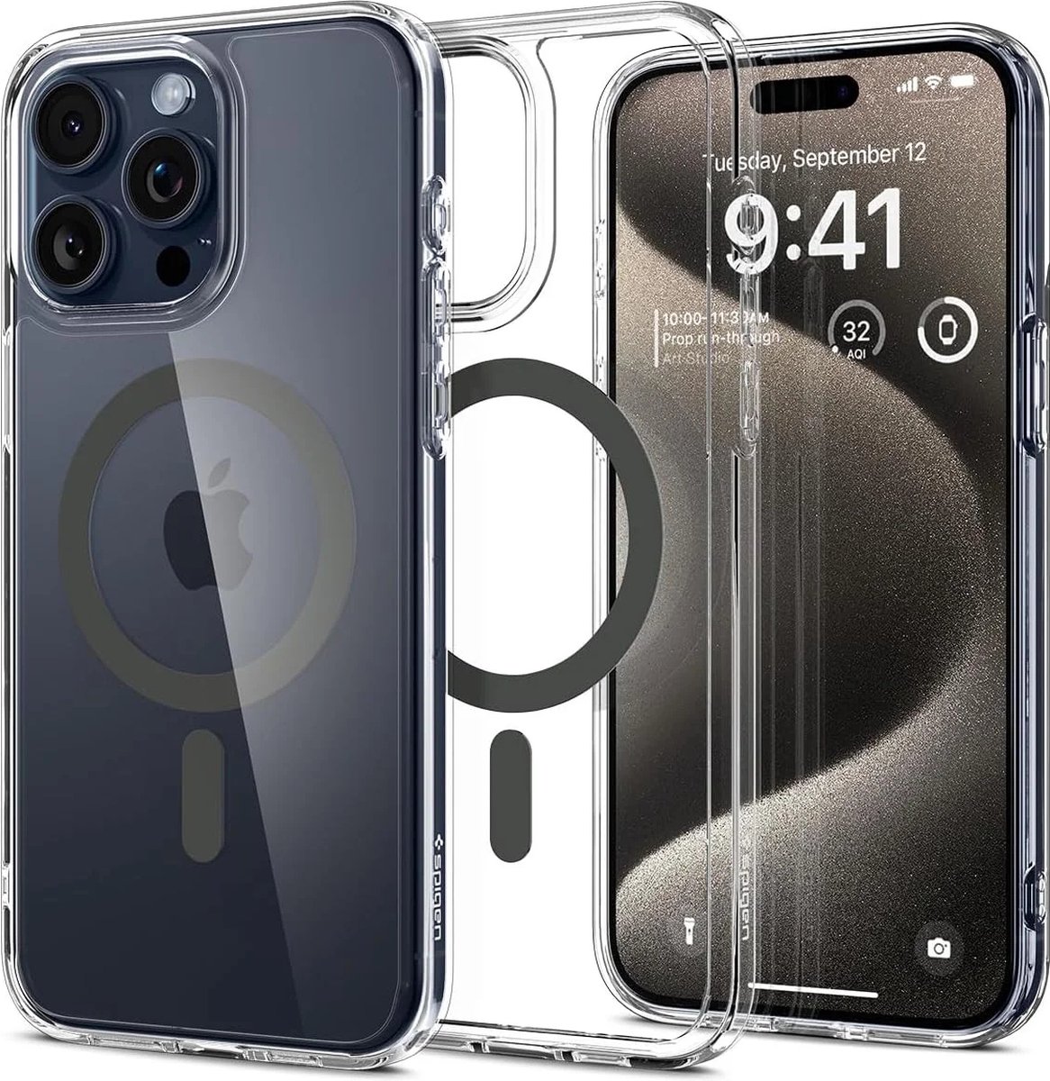Spigen Ultra Hybrid MagSafe iPhone 15 Pro Max Hoesje Graphite