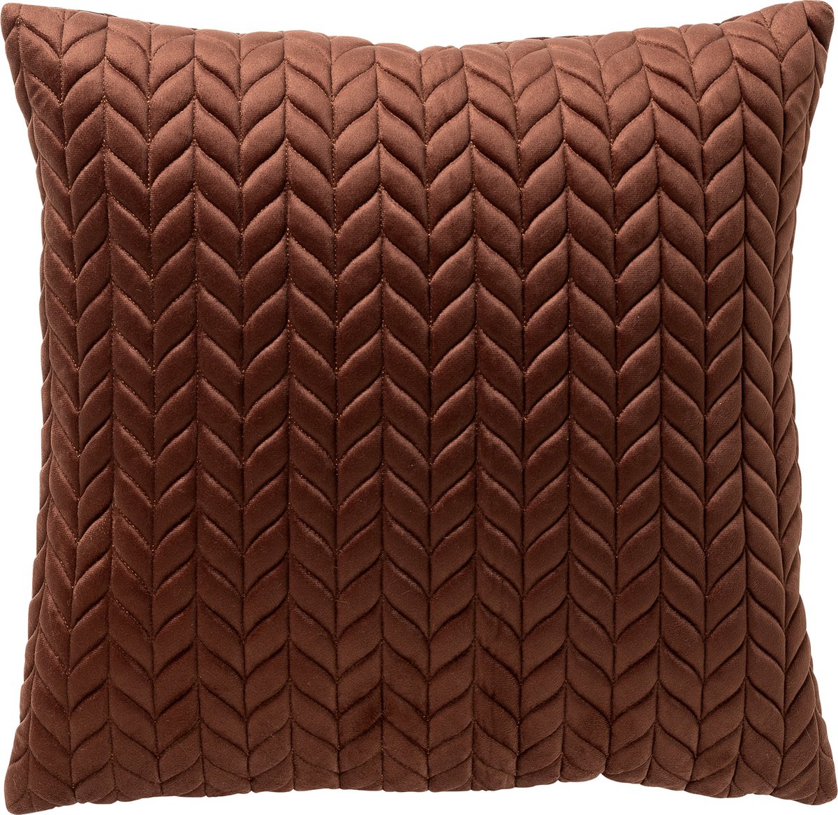 Dutch Decor MELINA - kussenhoes 45x45 cm - luxe visgraatmotief - effen kleur - Cappuccino - bruin - met rits - zonder binnenkussen Donkerbruin