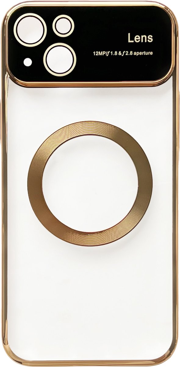 Casemania Hoesje Geschikt voor Apple iPhone 15 Goud - Siliconen Back Cover met Camera Lens Bescherming - Geschikt voor Magsafe