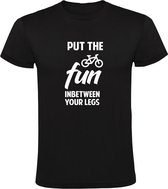 Put the fun inbetween your legs Heren T-shirt - fietsen - wielrennen - fiets - humor - grappig