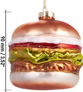 BRUBAKER Hamburger - met De Hand Beschilderde Kerstbal van Glas - Mondgeblazen Kerstboomversiering Burger Grappige Deco Hangende Boombal - 9 cm