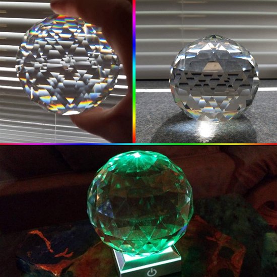 Boule de cristal en verre transparent prisme attrape-soleil Rainbow  -en-ciel, boule de