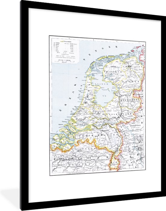 Fotolijst incl. Poster - Kaart van Nederland - Hongaars - 60x80 cm - Posterlijst