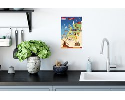 Kaart van Nederland met bezienswaardigheden 20x30 cm - klein - Foto print op Poster (wanddecoratie woonkamer / slaapkamer)