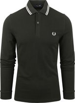 Fred Perry - Longsleeve Polo Donkergroen T50 - Modern-fit - Heren Poloshirt Maat L