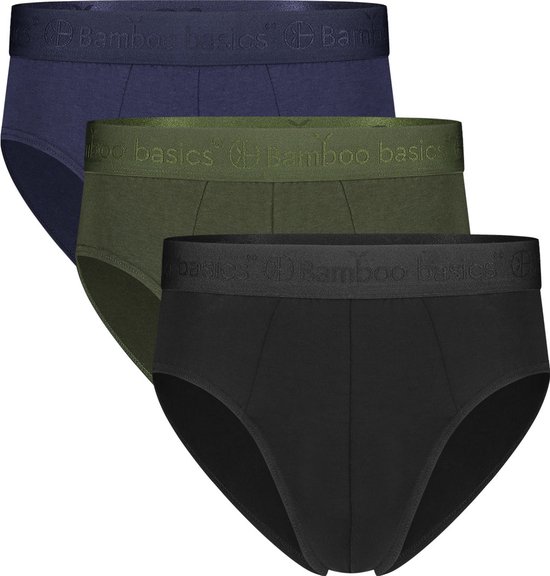 Comfortabel & Zijdezacht Bamboo Basics James - Bamboe Slips (Multipack 3 stuks) Heren - Onderbroek - Ondergoed - Navy, Army & Zwart - XXL