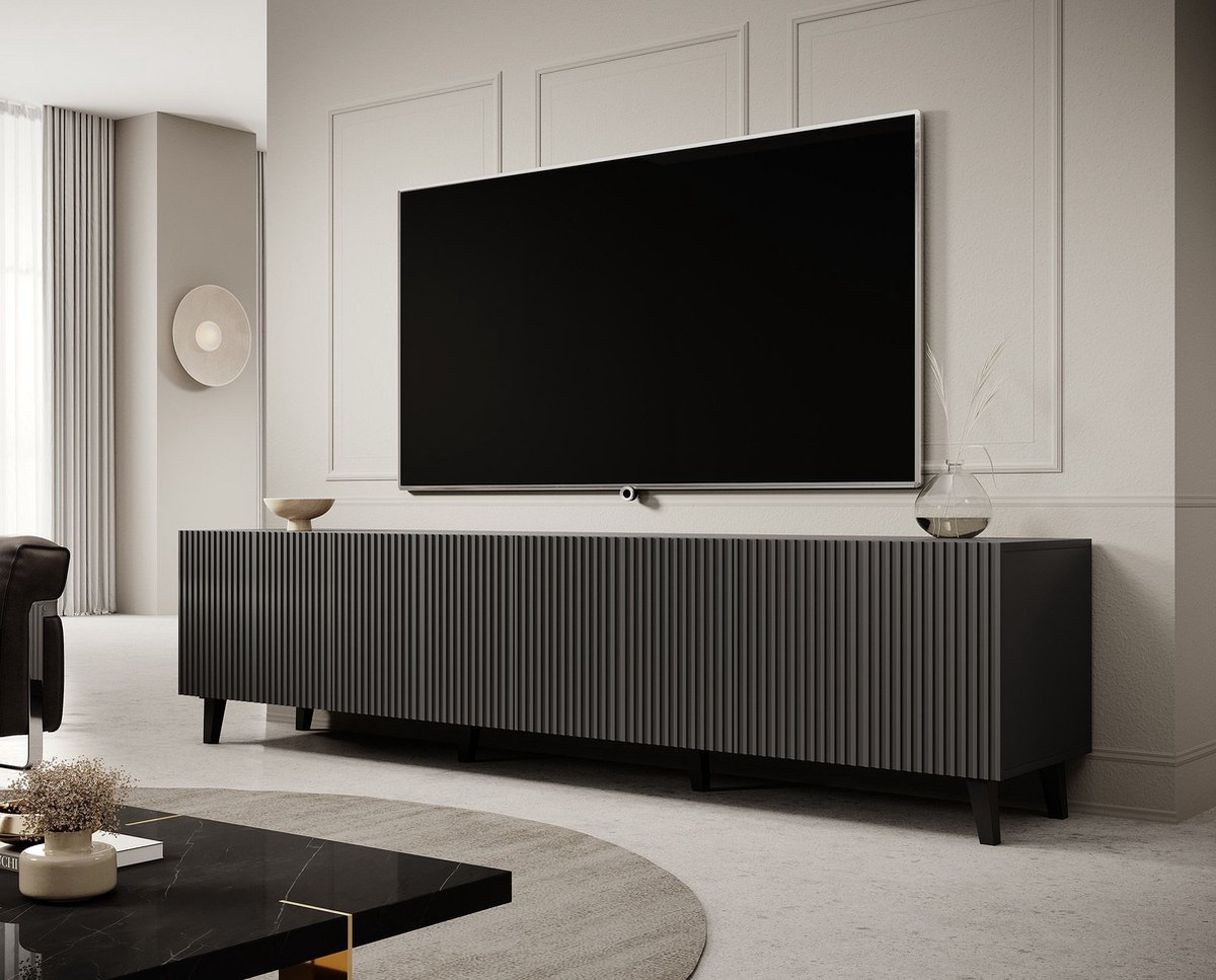Tiroir meuble - Meuble TV Vintar - Anthracite - 200 cm | bol