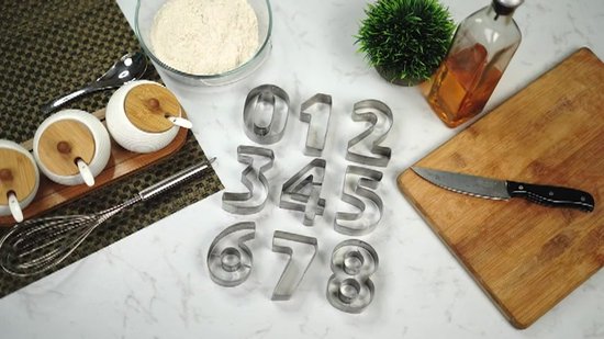 Emporte-pièces Chiffres 9 Pièces En Acier Inoxydable - Grand Format 10 Cm, Pour Biscuits, Fondant, Pâtisserie