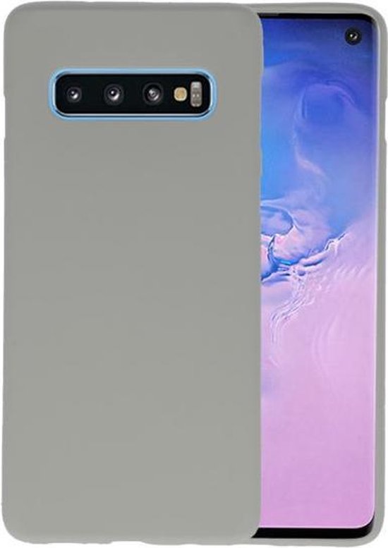 Bestcases Color Telefoonhoesje - Backcover Hoesje - Siliconen Case Back Cover voor Samsung Galaxy S10 - Grijs