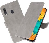 Hoesje Geschikt voor Samsung Galaxy A30 - Book Case Telefoonhoesje - Kaarthouder Portemonnee Hoesje - Wallet Cases Grijs